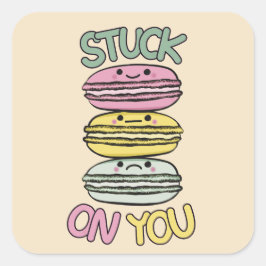 Stapel süßer Kawaii-Macarons Quadratischer Aufkleber