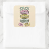 Stapel süßer Kawaii-Macarons Quadratischer Aufkleber (Tasche)