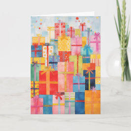 Stapel verpackter Geschenke Weihnachtskarte Karte