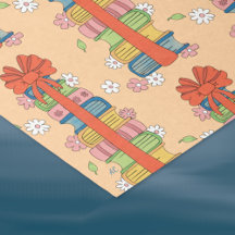 Stapel von Büchern mit Muster-Retro-Gewebepapier