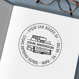 Stapel von Büchern - Round-Address-Buchzeichen 3 Permastempel
