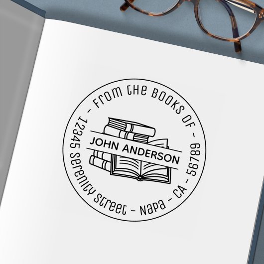 Stapel von Büchern - Round-Address-Buchzeichen 3 Permastempel