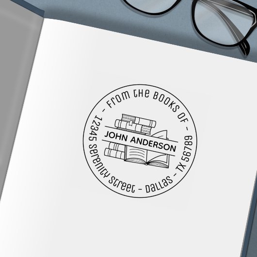 Stapel von Büchern - Round-Address-Buchzeichen 3 Permastempel