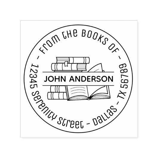 Stapel von Büchern - Round-Address-Buchzeichen 3 Permastempel (Design)