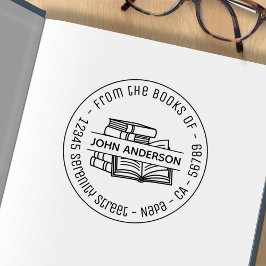 Stapel von Büchern - Round-Address-Buchzeichen 4 Gummistempel