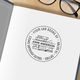 Stapel von Büchern - Round-Address-Buchzeichen 4 Gummistempel