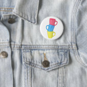 Stapel von drei farbenfrohen Keramiktassen Button (Beispiel)