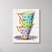 Stapel von drei Vintagen Teakups Leinwanddruck (Vorderseite)