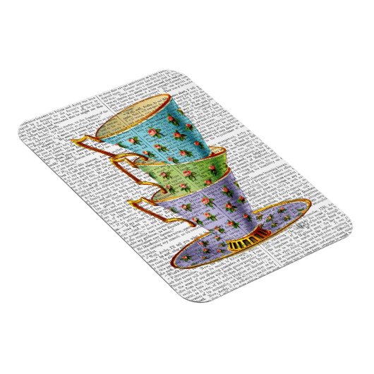 Stapel von drei Vintagen Teakups Magnet (Rechte Seite)