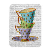 Stapel von drei Vintagen Teakups Magnet (Vertikal)