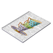 Stapel von drei Vintagen Teakups Notizblock (Linke Seite)