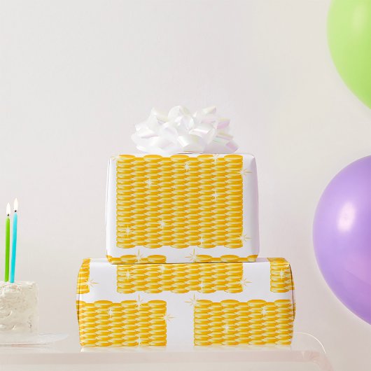 Stapel von Goldmünzen Geschenkpapier