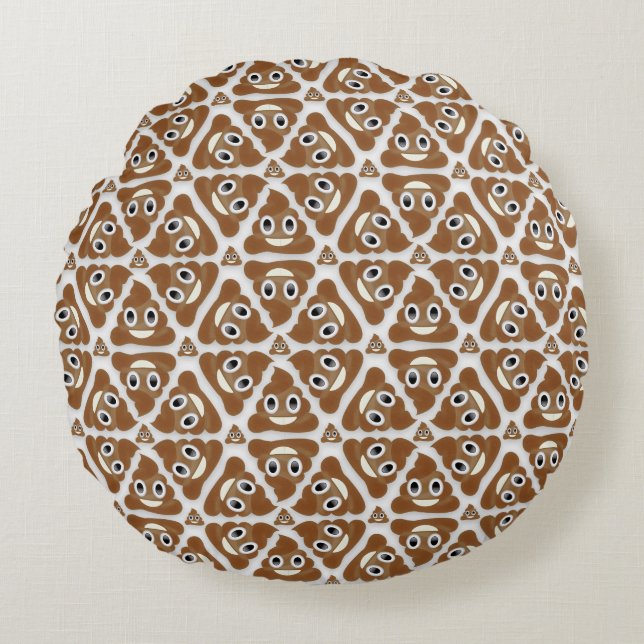 Stapel von Poo Emoji Rundes Kissen (Vorderseite)