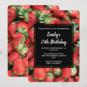 Stapel von Red Juicy Strawberries Geburtstag Einladung (Vorne/Hinten)