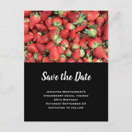 Stapel von Red Juicy Strawberries Save the Date Einladungspostkarte (Vorderseite)