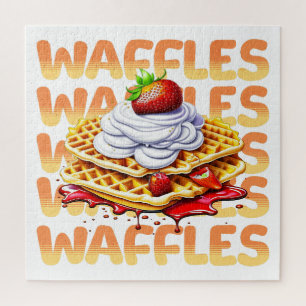 Stapel Waffeln bedeckt mit Erdbeeren Puzzle