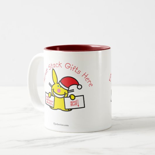 Stapeln Sie bitte Geschenke hier Zweifarbige Tasse (Vorderseite Links)