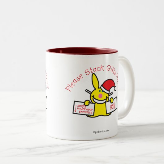 Stapeln Sie bitte Geschenke hier Zweifarbige Tasse (VorderseiteRechts)