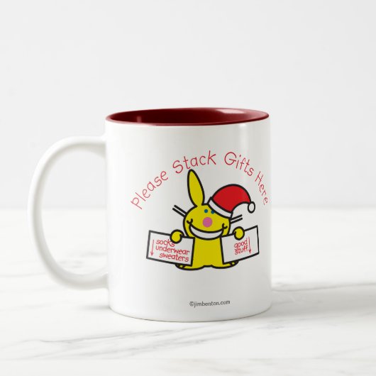 Stapeln Sie bitte Geschenke hier Zweifarbige Tasse (Links)