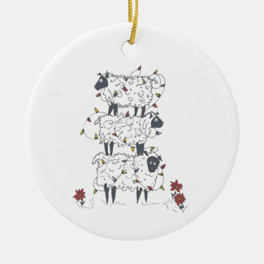 Staplungsschafe am Weihnachten Keramikornament (Vorne)