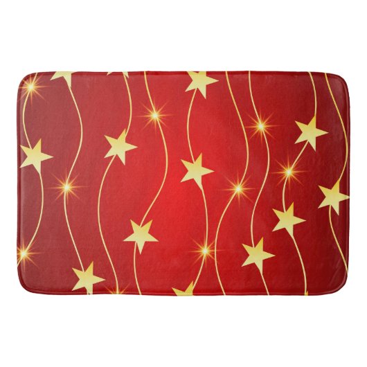 Star Adorned Ruby Red Pattern Badematte (Vorderseite)