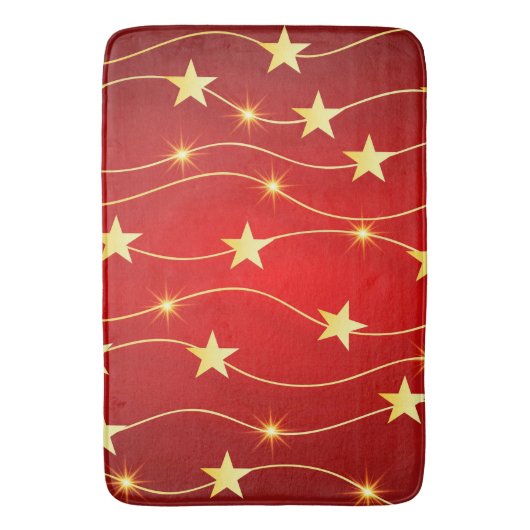 Star Adorned Ruby Red Pattern Badematte (Vorderseite Vertikal)