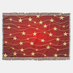 Star Adorned Ruby Red Pattern Decke