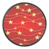 Star Adorned Ruby Red Pattern Eishockey Puck (Vorderseite)