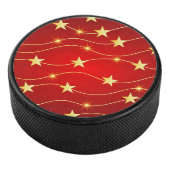 Star Adorned Ruby Red Pattern Eishockey Puck (3/4)