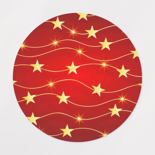 Star Adorned Ruby Red Pattern Etiketten (Design 1)