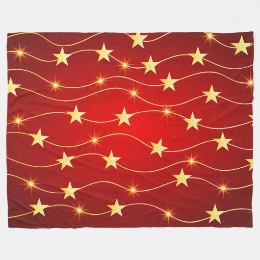 Star Adorned Ruby Red Pattern Fleecedecke (Vorderseite (Horizontal))