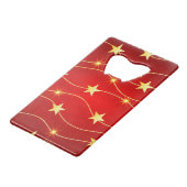 Star Adorned Ruby Red Pattern Geldbeutel Flaschenöffner (Vorderseite Schrägansicht)