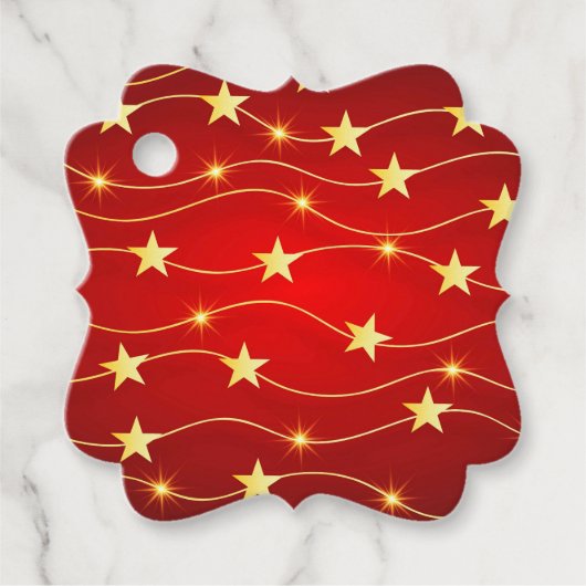Star Adorned Ruby Red Pattern Geschenkanhänger (Vorderseite)
