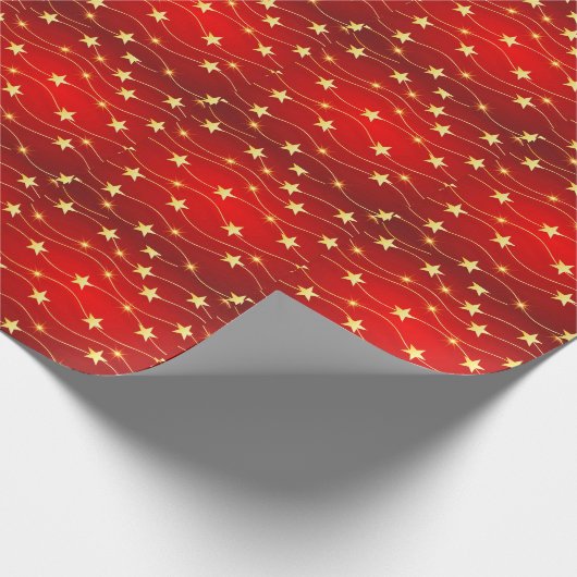 Star Adorned Ruby Red Pattern Geschenkpapier (Ecke)