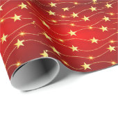 Star Adorned Ruby Red Pattern Geschenkpapier (Rolleneckpunkt)