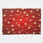 Star Adorned Ruby Red Pattern Geschirrtuch (Horizontal)