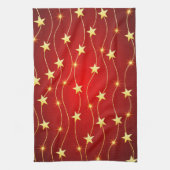Star Adorned Ruby Red Pattern Geschirrtuch (Vertikal)