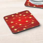 Star Adorned Ruby Red Pattern Getränkeuntersetzer (Linke Seite)