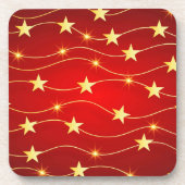 Star Adorned Ruby Red Pattern Getränkeuntersetzer (Vorderseite)