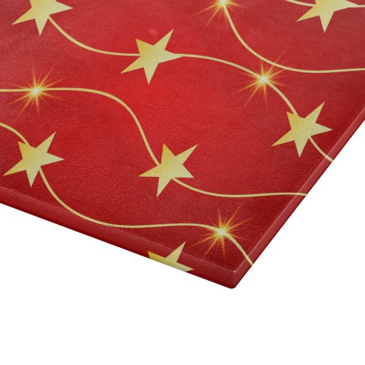 Star Adorned Ruby Red Pattern Glass Schneidebrett (Ecke)