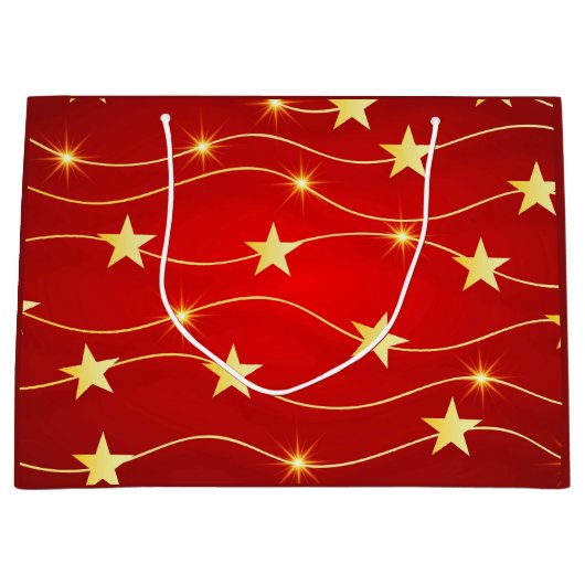 Star Adorned Ruby Red Pattern Große Geschenktüte (Vorderseite)