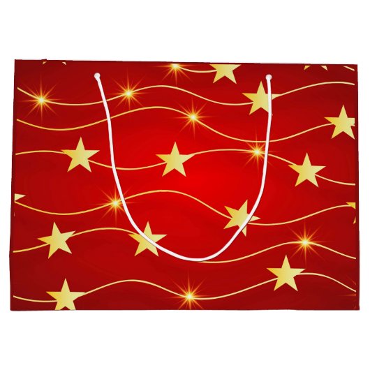 Star Adorned Ruby Red Pattern Große Geschenktüte (Rückseite)