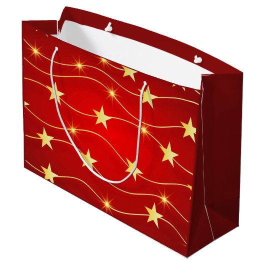 Star Adorned Ruby Red Pattern Große Geschenktüte (Rückseite Schrägansicht)