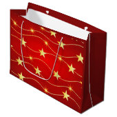 Star Adorned Ruby Red Pattern Große Geschenktüte (Vorderseite Schrägansicht)