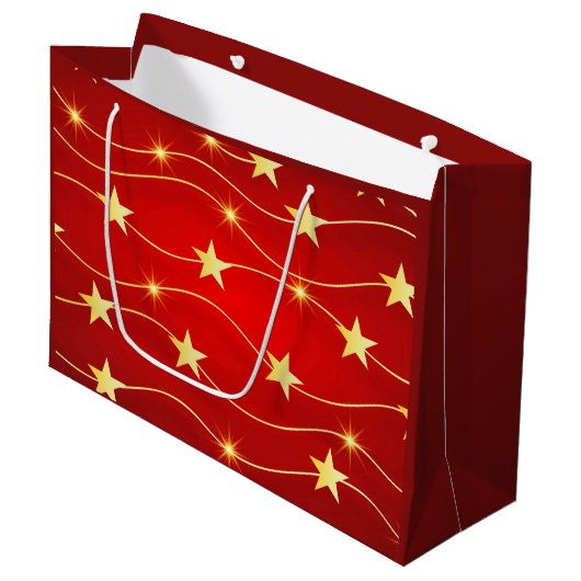 Star Adorned Ruby Red Pattern Große Geschenktüte (Vorderseite Schrägansicht)