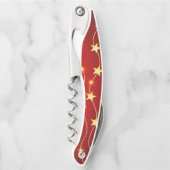 Star Adorned Ruby Red Pattern Kellnermesser (Vorderseite)