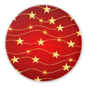Star Adorned Ruby Red Pattern Keramikknauf (Vorderseite)