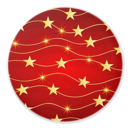 Star Adorned Ruby Red Pattern Keramikknauf (Vorderseite)