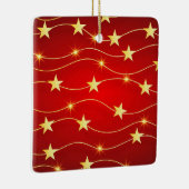 Star Adorned Ruby Red Pattern Keramikornament (Rechts)
