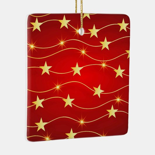 Star Adorned Ruby Red Pattern Keramikornament (Rechts)
